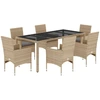 Image de vidaXL Ensemble de jardin 7 pièces avec coussins Beige Poly rotin et verre