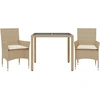 Image de vidaXL Ensemble de jardin 3 pièces avec coussins Beige Poly rotin et verre