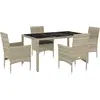 Image de vidaXL Salon de jardin 5 pièces avec coussins gris clair Poly rotin verre