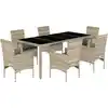 Image de vidaXL Ensemble de jardin 7 pièces avec coussins gris clair Poly rotin & verre