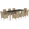 Image de vidaXL Salon de jardin 9 pièces avec coussins Beige Poly rotin verre