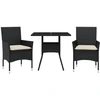 Image de vidaXL Ensemble de jardin 3 pièces avec coussins noir Poly rotin verre