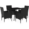 Image de vidaXL Ensemble de jardin 5 pièces avec coussins Noir Poly rotin et verre