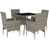 Image de vidaXL Ensemble de jardin 5 pièces avec coussins Gris Poly rotin et verre