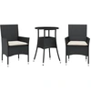 Image de vidaXL Ensemble de jardin 3 pièces avec coussins noir Poly rotin verre