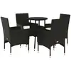 Image de vidaXL Ensemble de jardin 5 pièces avec coussins Noir Poly rotin et verre