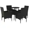 Image de vidaXL Ensemble de jardin 5 pièces avec coussins Noir Poly rotin et verre