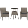 Image de vidaXL Ensemble de jardin 3 pièces avec coussins Gris Poly rotin et verre
