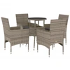 Image de vidaXL Ensemble de jardin 5 pièces avec coussins Gris Poly rotin et verre