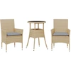 Image de vidaXL Ensemble de jardin 3 pièces avec coussins Beige Poly rotin et verre