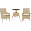 Image de vidaXL Ensemble de jardin 3 pièces avec coussins Beige Poly rotin et verre