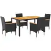 Image de vidaXL Ensemble de jardin 5 pièces avec coussins Noir Poly rotin Acacia