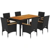 Image de vidaXL Ensemble de jardin 7 pièces avec coussins Noir Poly rotin Acacia
