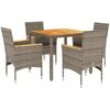 Image de vidaXL Ensemble de jardin 5 pièces avec coussins Gris Poly rotin Acacia