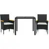 Image de vidaXL Ensemble de jardin 3 pièces avec coussins noir Poly rotin verre