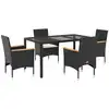 Image de vidaXL Ensemble de jardin 5 pièces avec coussins Noir Poly rotin et verre