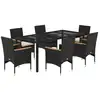 Image de vidaXL Ensemble de jardin 7 pièces avec coussins noir Poly rotin verre