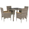 Image de vidaXL Ensemble de jardin 5 pièces avec coussins Gris Poly rotin et verre