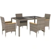 Image de vidaXL Ensemble de jardin 5 pièces avec coussins Gris Poly rotin et verre