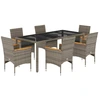 Image de vidaXL Ensemble de jardin 7 pièces avec coussins Gris Poly rotin et verre