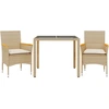 Image de vidaXL Ensemble de jardin 3 pièces avec coussins Beige Poly rotin et verre