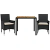 Image de vidaXL Ensemble de jardin 3 pièces avec coussins Noir Poly rotin Acacia
