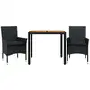 Image de vidaXL Ensemble de jardin 3 pièces avec coussins Noir Poly rotin Acacia