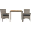 Image de vidaXL Ensemble de jardin 3 pièces avec coussins Gris Poly rotin Acacia