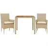 Image de vidaXL Ensemble de jardin 3 pièces avec coussins Beige Poly rotin Acacia