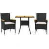 Image de vidaXL Ensemble de jardin 3 pièces avec coussins Noir Poly rotin Acacia