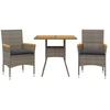 Image de vidaXL Ensemble de jardin 3 pièces avec coussins Gris Poly rotin Acacia