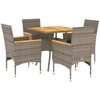 Image de vidaXL Ensemble de jardin 5 pièces avec coussins Gris Poly rotin Acacia