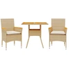 Image de vidaXL Ensemble de jardin 3 pièces avec coussins Beige Poly rotin Acacia