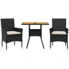 Image de vidaXL Ensemble de jardin 3 pièces avec coussins Noir Poly rotin Acacia