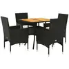 Image de vidaXL Ensemble de jardin 5 pièces avec coussins Noir Poly rotin Acacia