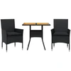 Image de vidaXL Ensemble de jardin 3 pièces avec coussins Noir Poly rotin Acacia