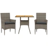 Image de vidaXL Ensemble de jardin 3 pièces avec coussins Gris Poly rotin Acacia