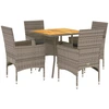 Image de vidaXL Ensemble de jardin 5 pièces avec coussins Gris Poly rotin Acacia