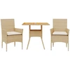 Image de vidaXL Ensemble de jardin 3 pièces avec coussins Beige Poly rotin Acacia