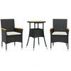 Image de vidaXL Ensemble de jardin 3 pièces avec coussins Noir Poly rotin Acacia