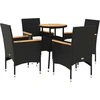 Image de vidaXL Ensemble de jardin 5 pièces avec coussins Noir Poly rotin Acacia