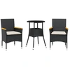 Image de vidaXL Ensemble de jardin 3 pièces avec coussins noir Poly rotin verre