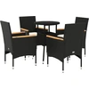 Image de vidaXL Ensemble de jardin 5 pièces avec coussins Noir Poly rotin et verre