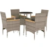 Image de vidaXL Ensemble de jardin 5 pièces avec coussins Gris Poly rotin et verre