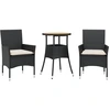 Image de vidaXL Ensemble de jardin 3 pièces avec coussins Noir Poly rotin Acacia
