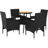 Image de vidaXL Ensemble de jardin 5 pièces avec coussins Noir Poly rotin Acacia