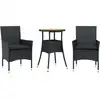Image de vidaXL Ensemble de jardin 3 pièces avec coussins Noir Poly rotin Acacia