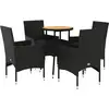 Image de vidaXL Ensemble de jardin 5 pièces avec coussins Noir Poly rotin Acacia