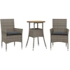 Image de vidaXL Ensemble de jardin 3 pièces avec coussins Gris Poly rotin Acacia