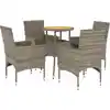 Image de vidaXL Ensemble de jardin 5 pièces avec coussins Gris Poly rotin Acacia